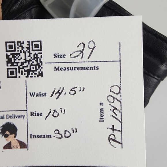 Vintage Boutique Of Leathers Black Leather Straight Leg Pants Size 29 - Picture 10 of 10